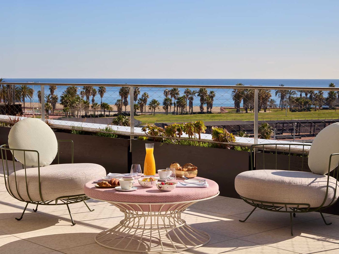 A hotel terrace and restaurant setting
